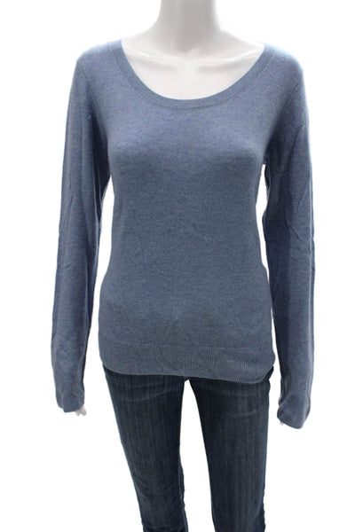 Vince Women Pullover Sweater Blue Scoop Neck Long Sleeve Wool Size L