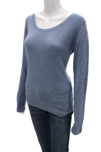 Vince Women Pullover Sweater Blue Scoop Neck Long Sleeve Wool Size L
