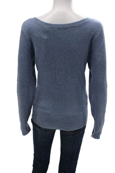Vince Women Pullover Sweater Blue Scoop Neck Long Sleeve Wool Size L