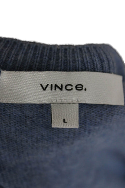 Vince Women Pullover Sweater Blue Scoop Neck Long Sleeve Wool Size L