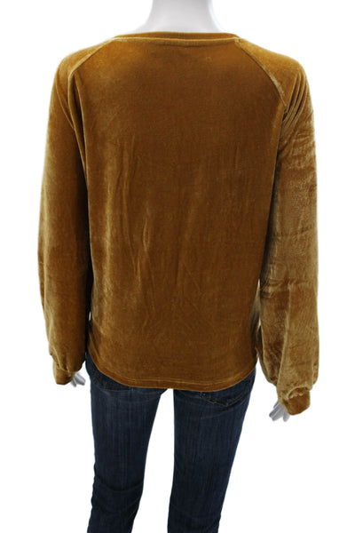 Lilla P Women Basic Gold Boat Neck Long Sleeve Blouse Size XL