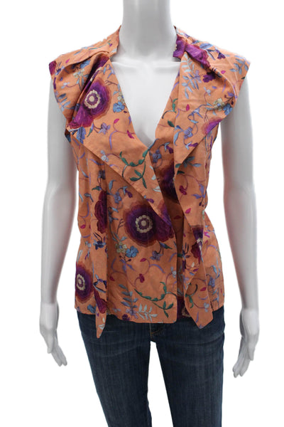 Isabel Marant Womens Basic Sleeveless V Neck Silk Blend Floral Blouse Size 38