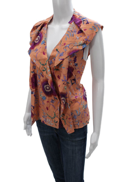Isabel Marant Womens Basic Sleeveless V Neck Silk Blend Floral Blouse Size 38