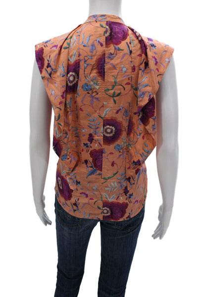 Isabel Marant Womens Basic Sleeveless V Neck Silk Blend Floral Blouse Size 38