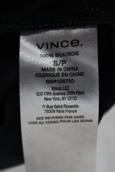 Vince Women Silk V-Neck Long Sleeve Blouse Blue Petite Size S