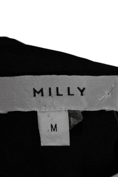 Milly Womens One Shoulder Long Sleeve Black Polyester Blouse Pullover Size M