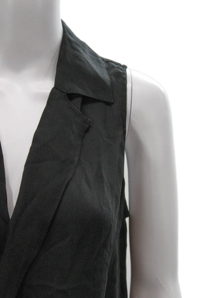 L'Agence Womens Silk Collared Sleeveless Blouse Basic Black Petites Size S