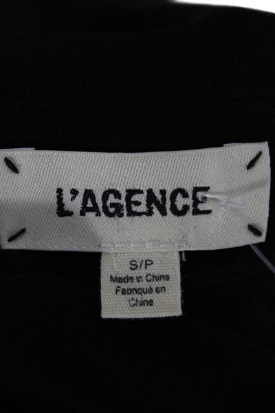 L'Agence Womens Silk Collared Sleeveless Blouse Basic Black Petites Size S