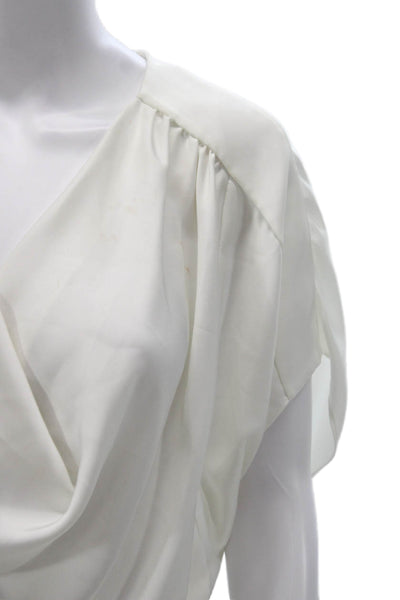 Ramy Brook Womens White Cowl Neck Short Sleeve Blouse Pullover Size XS