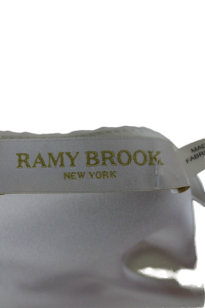 Ramy Brook Womens White Cowl Neck Short Sleeve Blouse Pullover Size XS