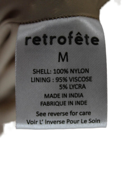 Retrofete Women Gold Boat Neck Sleeveless Nylon Basic Party Blouse Size M