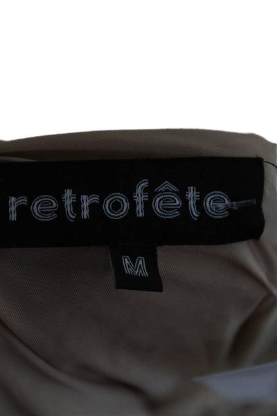Retrofete Women Gold Boat Neck Sleeveless Nylon Basic Party Blouse Size M