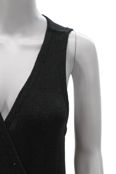 L'Agence Women Wrap Sweater Sleeveless V-Neck Black Petite Size S