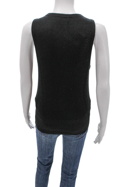 L'Agence Women Wrap Sweater Sleeveless V-Neck Black Petite Size S