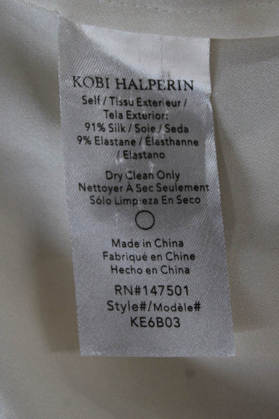 Kobi Halperin Women Basic Ivory V-Neck Sleeveless Silk Blouse Size M