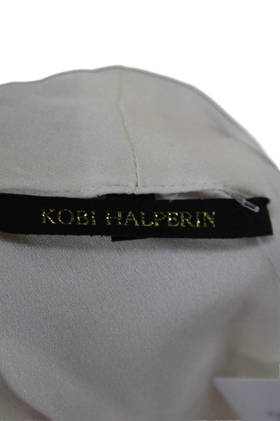 Kobi Halperin Women Basic Ivory V-Neck Sleeveless Silk Blouse Size M