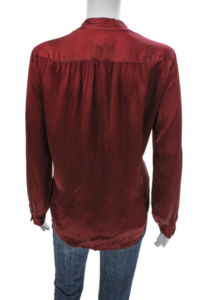 L'Agence Womens Silk Collared Button Front Long Sleeve Basic Blouse Red Size M