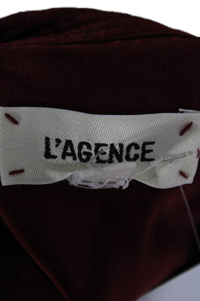 L'Agence Womens Silk Collared Button Front Long Sleeve Basic Blouse Red Size M