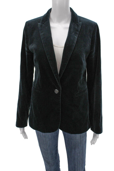 J Crew Women Green Cotton Blazer Long Sleeve Button Size 8
