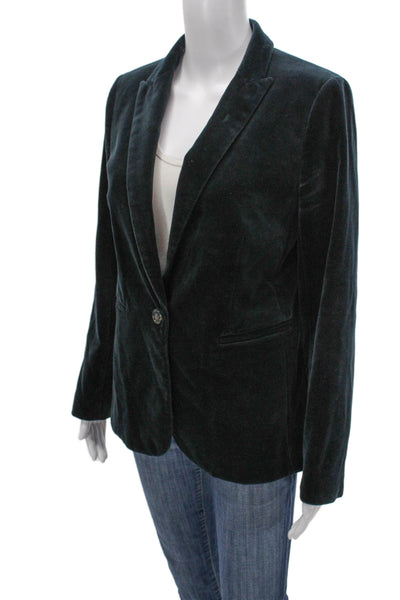 J Crew Women Green Cotton Blazer Long Sleeve Button Size 8