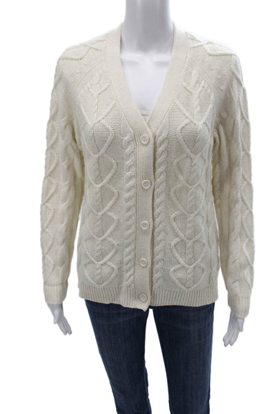 Splendid Women Cardigan Ivory Cable Knit V-Neck Long Sleeve Acrylic Size XS