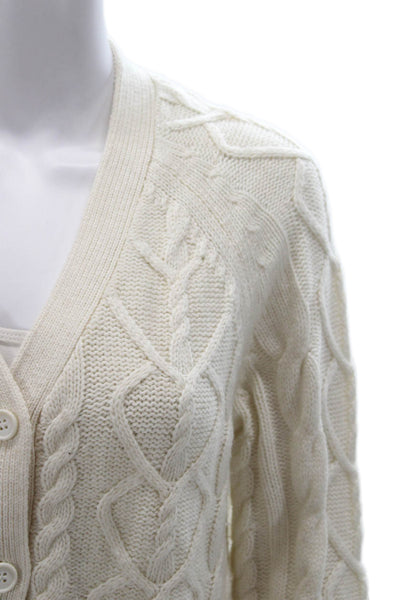 Splendid Women Cardigan Ivory Cable Knit V-Neck Long Sleeve Acrylic Size XS