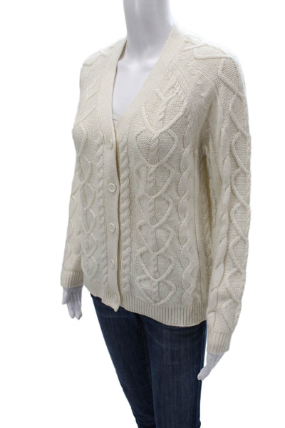Splendid Women Cardigan Ivory Cable Knit V-Neck Long Sleeve Acrylic Size XS