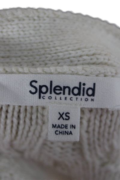 Splendid Women Cardigan Ivory Cable Knit V-Neck Long Sleeve Acrylic Size XS