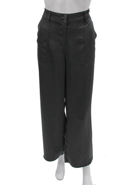 Ramy Brook Women Dress Pants Gray Polyester Button Size M