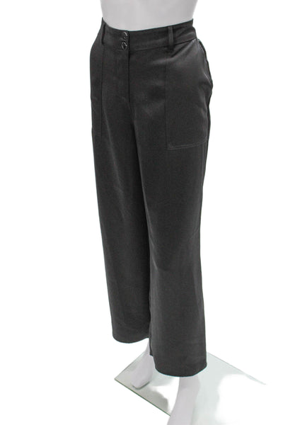 Ramy Brook Women Dress Pants Gray Polyester Button Size M