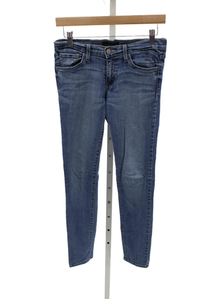 Flying Monkey Womens Skinny High Waist Blue Cotton Jeans Button Size 28