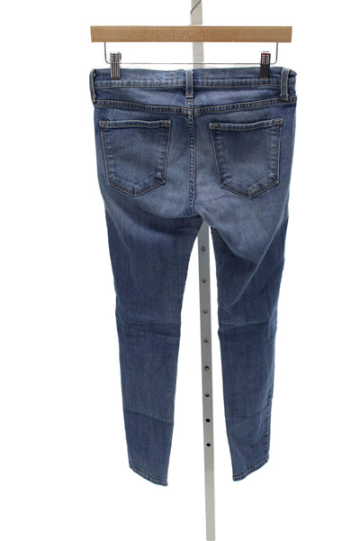 Flying Monkey Womens Skinny High Waist Blue Cotton Jeans Button Size 28