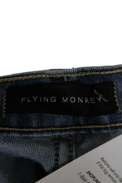 Flying Monkey Womens Skinny High Waist Blue Cotton Jeans Button Size 28