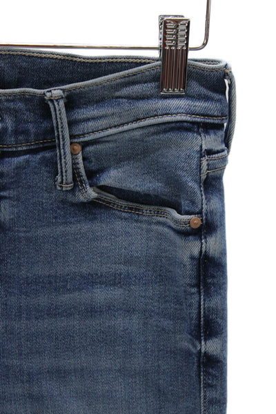 Mother Womens Ankle High Waist Jeans Blue Cotton Blend Zip Size 27