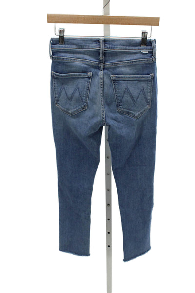 Mother Womens Ankle High Waist Jeans Blue Cotton Blend Zip Size 27