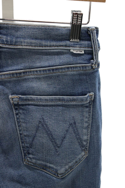 Mother Womens Ankle High Waist Jeans Blue Cotton Blend Zip Size 27