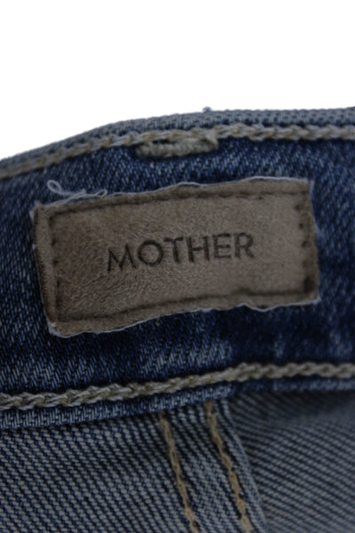 Mother Womens Ankle High Waist Jeans Blue Cotton Blend Zip Size 27