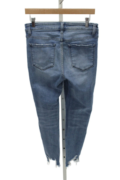 Flying Monkey Womens Skinny Jeans Blue Mid Rise Button Cotton Blend Size 27