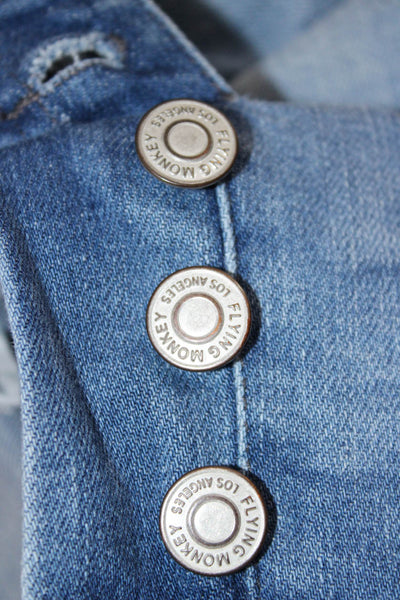 Flying Monkey Womens Skinny Jeans Blue Mid Rise Button Cotton Blend Size 27