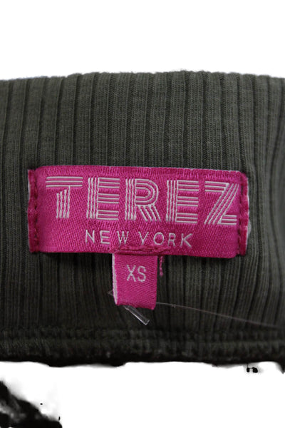 Terez Women Wide Leg Green Striped Cotton Modal Spandex Size XS