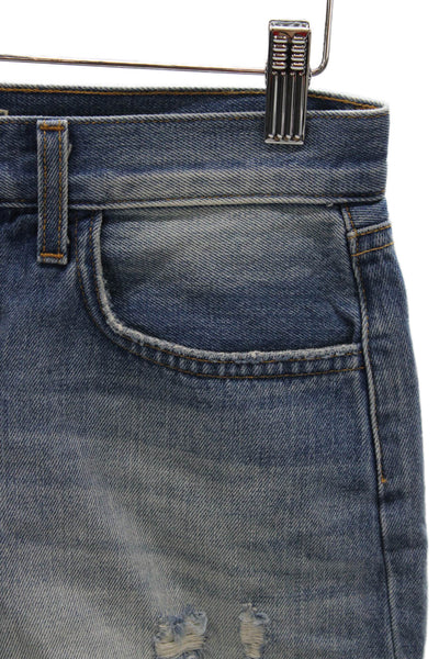 L'Agence Women Cut-Off Blue Cotton Shorts Button Size 25