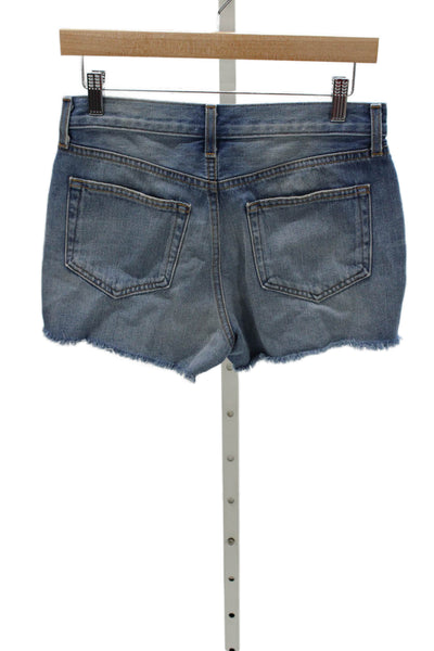 L'Agence Women Cut-Off Blue Cotton Shorts Button Size 25