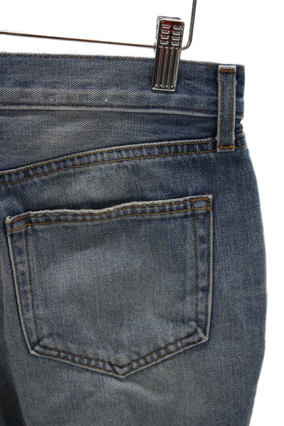 L'Agence Women Cut-Off Blue Cotton Shorts Button Size 25