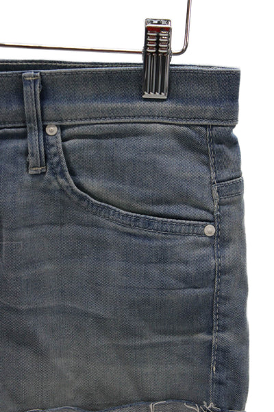 Mother Womens Cut-Off Shorts Blue Button Cotton Size 25