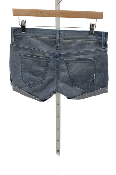Mother Womens Cut-Off Shorts Blue Button Cotton Size 25