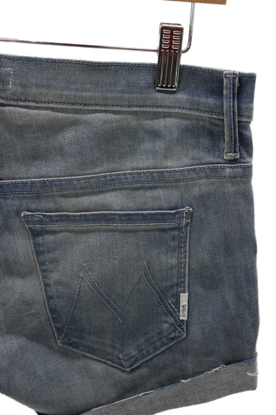 Mother Womens Cut-Off Shorts Blue Button Cotton Size 25