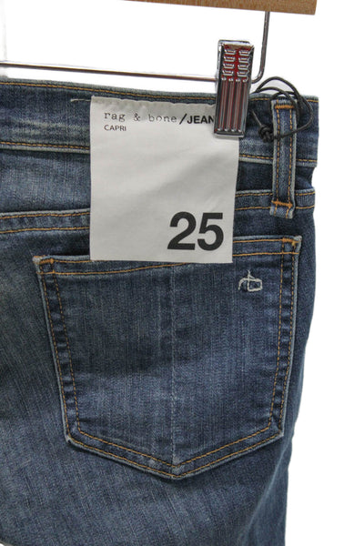 Rag & Bone Womens Capri Jeans Blue Low Rise Cotton Blend Size 25