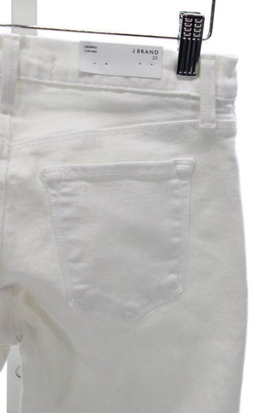 J Brand Womens Cropped White Jeans Cotton Mid Rise Size 25