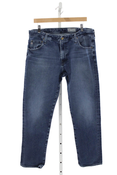 AG Adriano Goldschmied Mens Straight Blue Jeans Button Inseam 34 Size 38