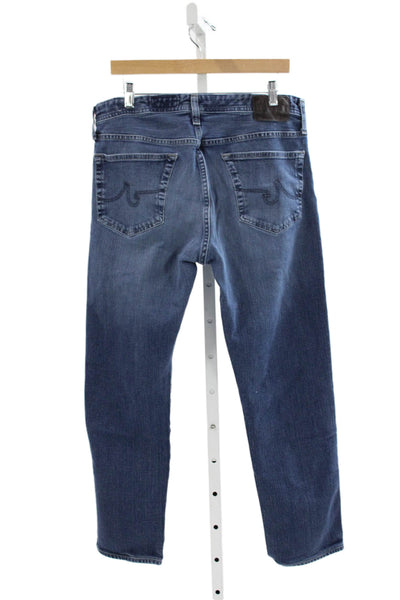 AG Adriano Goldschmied Mens Straight Blue Jeans Button Inseam 34 Size 38